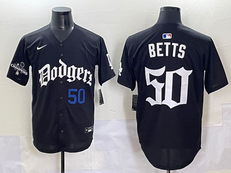 Men 2025 Los Angeles Dodgers #50 Betts Black Seventh generation Joint Name Nike MLB Jersey style 5->houston astros->MLB Jersey